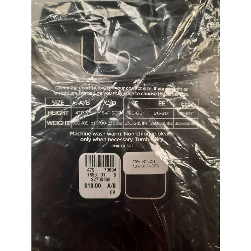 Avenue Size A/B Black Control Top Tights Pantyhose